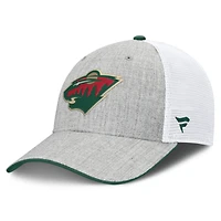 Men's Fanatics Heather Gray/White Minnesota Wild Structured Trucker Adjustable Hat