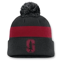Unisex Nike Black Stanford Cardinal Primetime Stripe Cuffed Knit Hat with Pom