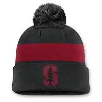 Unisex Nike Black Stanford Cardinal Primetime Stripe Cuffed Knit Hat with Pom