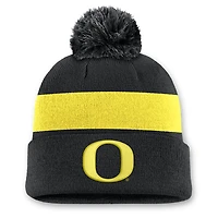 Unisex Nike Black Oregon Ducks Primetime Stripe Cuffed Knit Hat with Pom