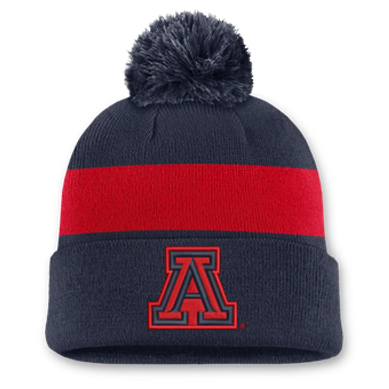 Unisex Nike Navy Arizona Wildcats Primetime Stripe Cuffed Knit Hat with Pom