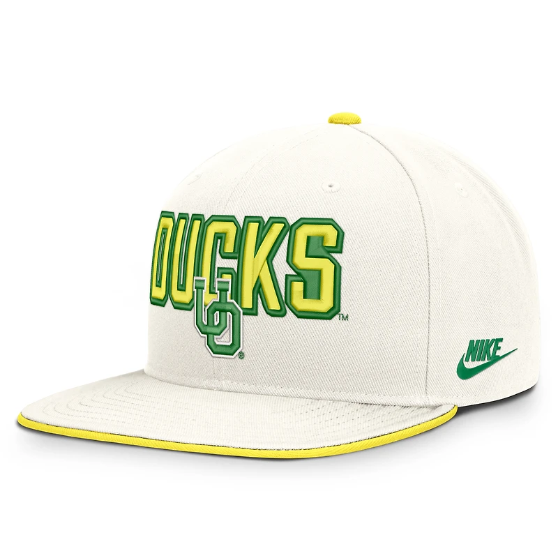 Men's Nike White Oregon Ducks Legacy Letter & Mascot Pro Snapback Hat