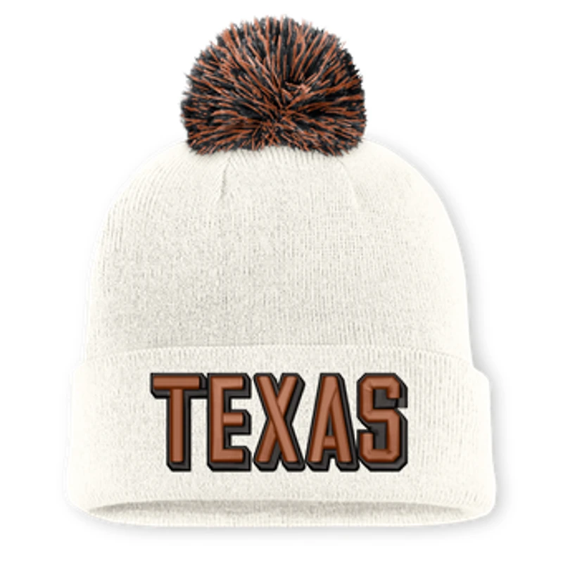 Unisex Nike White Texas Longhorns Letter Mascot Knit Hat with Pom