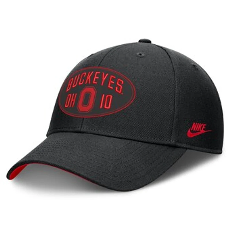 Unisex Nike Black Ohio State Buckeyes Legacy Letter & Location Rise Adjustable Hat