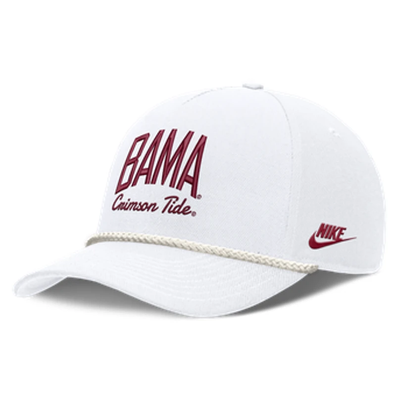 Unisex Nike White Alabama Crimson Tide Letter Rope Rise Adjustable Hat