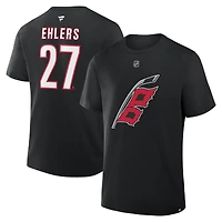 Men's Fanatics Nikolaj Ehlers Black Carolina Hurricanes Authentic Stack Name & Number T-Shirt