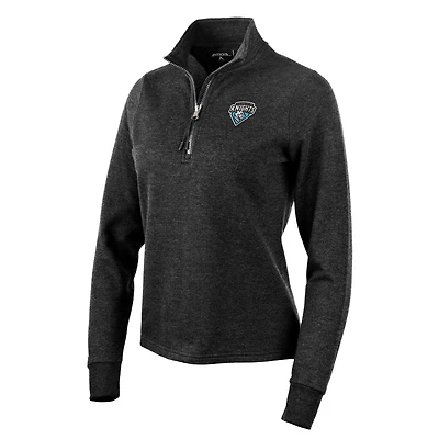 Women's Antigua  Heather Black Charlotte Knights Action Quarter-Zip Pullover Sweatshirt