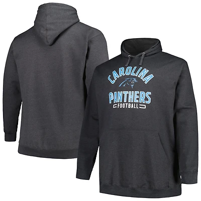 Men's Fanatics Heather Charcoal Carolina Panthers Big & Tall Pullover Hoodie