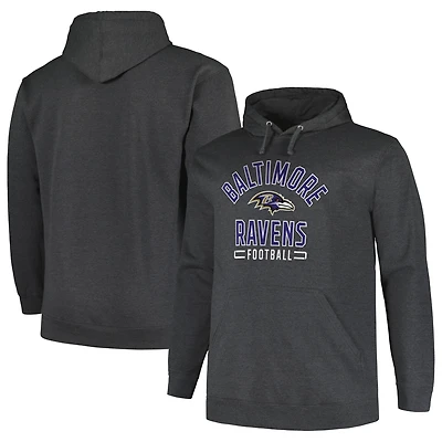 Men's Fanatics Heather Charcoal Baltimore Ravens Big & Tall Pullover Hoodie