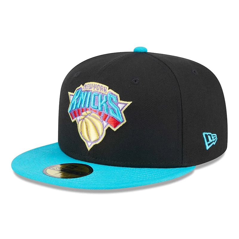 Men's New Era Black/Turquoise New York Knicks Arcade Scheme 59FIFTY Fitted Hat