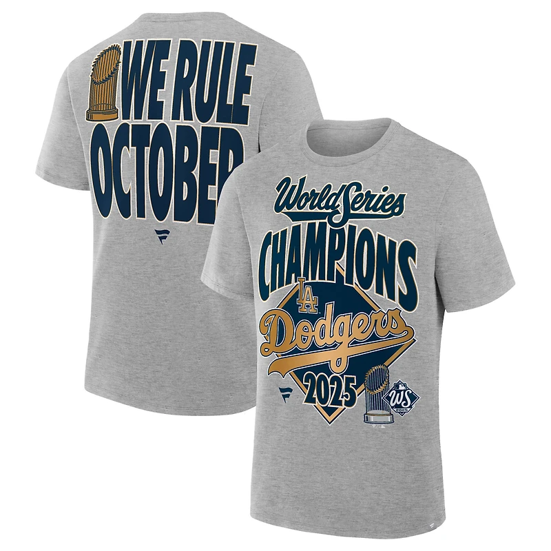 Men's Fanatics Steel Los Angeles Dodgers 2025 World Series Champions Locker Room Authentic T-Shirt