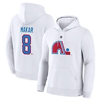 Men's Fanatics Cale Makar White Colorado Avalanche Alternate Authentic Stack Name & Number Hoodie