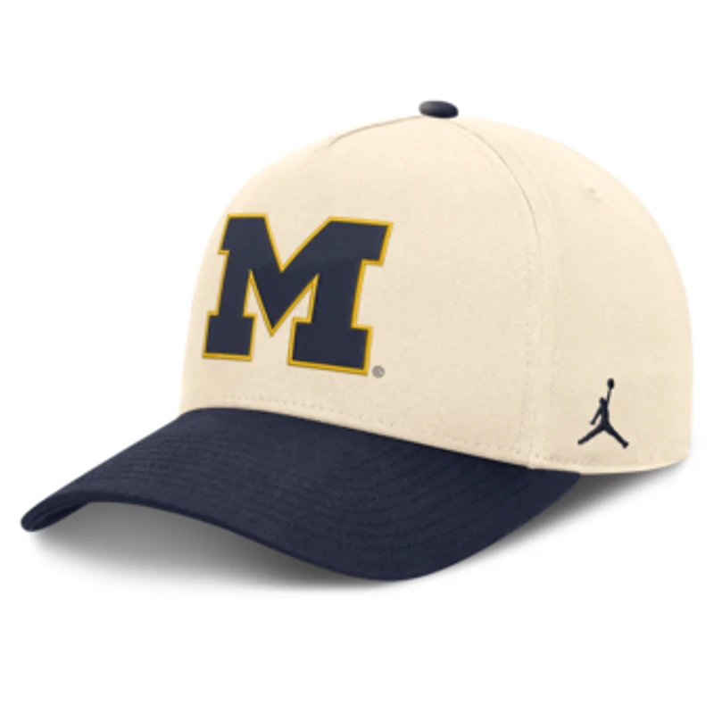 Unisex Jordan Brand Natural/Navy Michigan Wolverines Campus Prep Rise Adjustable Hat