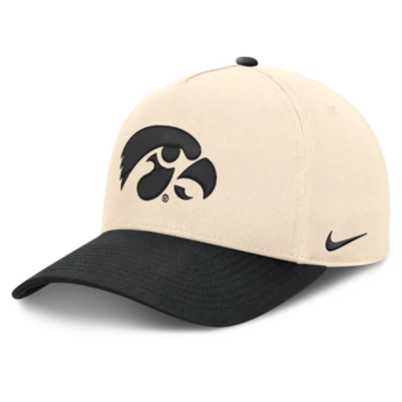 Unisex Nike  Natural/Black Iowa Hawkeyes Campus Prep Rise Adjustable Hat