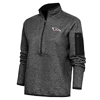 Women's Antigua  Heather Black Delmarva Shorebirds Fortune Half-Zip Pullover Jacket