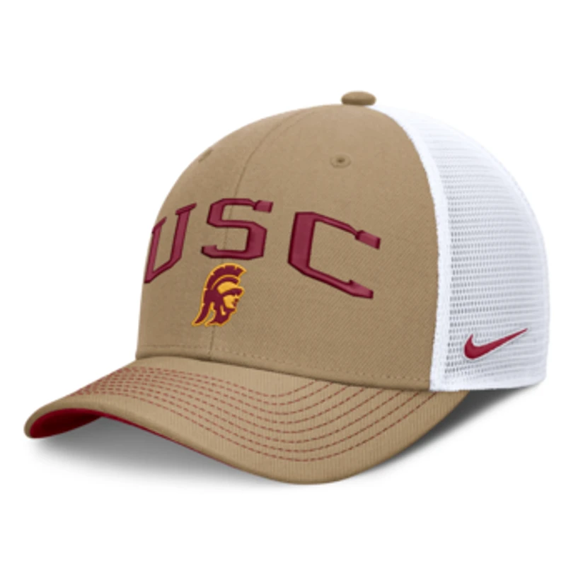 Unisex Nike Beige/Crimson USC Trojans Primetime Arched Trucker Adjustable Hat