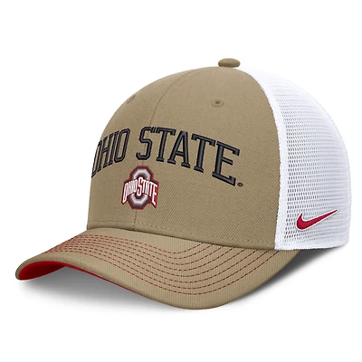 Unisex Nike Beige/Scarlet Ohio State Buckeyes Primetime Arched Trucker Adjustable Hat