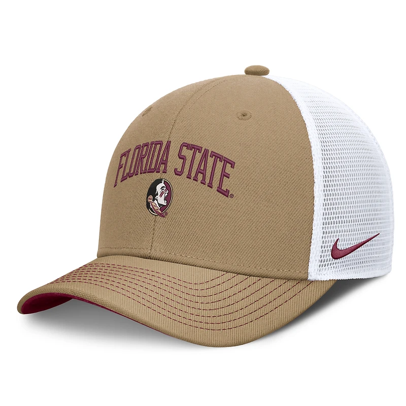 Unisex Nike Beige/Garnet Florida State Seminoles Primetime Arched Trucker Adjustable Hat