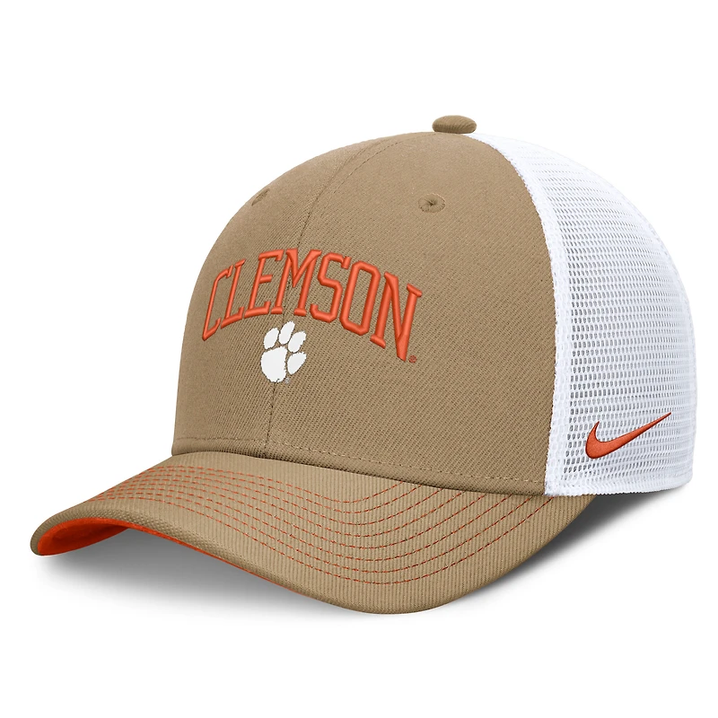 Unisex Nike Beige/Orange Clemson Tigers Primetime Arched Trucker Adjustable Hat