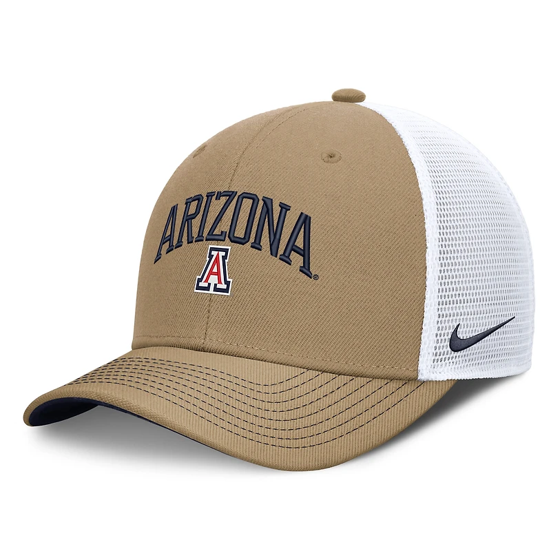 Unisex Nike Beige/Navy Arizona Wildcats Primetime Arched Trucker Adjustable Hat