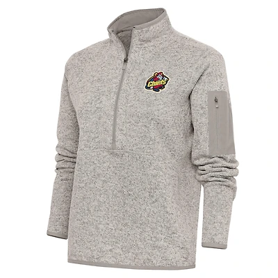 Women's Antigua  Oatmeal Peoria Chiefs Fortune Half-Zip Pullover Jacket