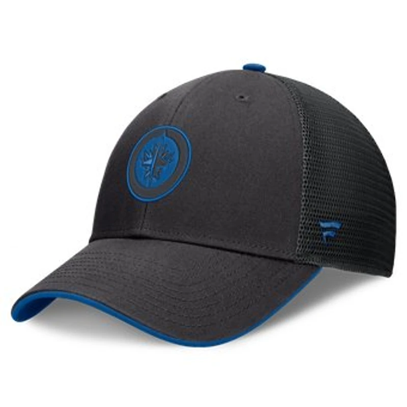 Men's Fanatics Black Winnipeg Jets Fundamental Limits Trucker Adjustable Hat