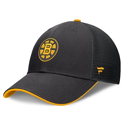 Men's Fanatics Black Boston Bruins Fundamental Limits Trucker Adjustable Hat
