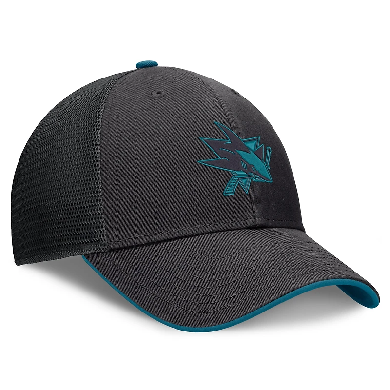 Men's Fanatics Black San Jose Sharks Fundamental Limits Trucker Adjustable Hat