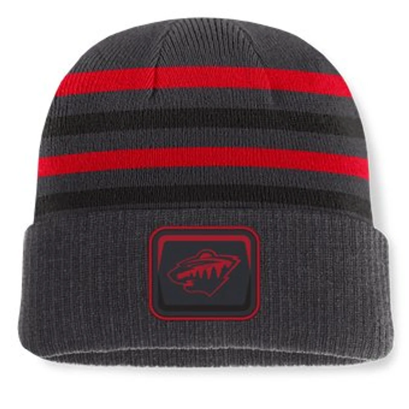 Men's Fanatics Black Minnesota Wild Knurly Stripe Cuffed Knit Hat