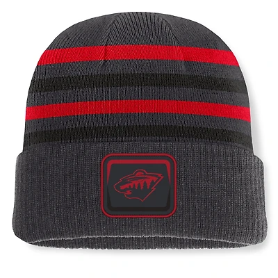 Men's Fanatics Black Minnesota Wild Knurly Stripe Cuffed Knit Hat