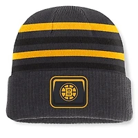 Men's Fanatics Black Boston Bruins Knurly Stripe Cuffed Knit Hat