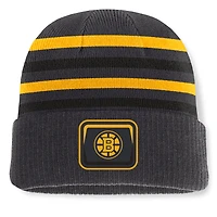 Men's Fanatics Black Boston Bruins Knurly Stripe Cuffed Knit Hat
