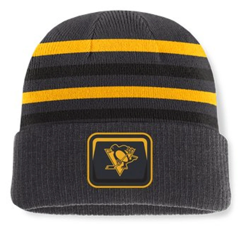 Men's Fanatics Black Pittsburgh Penguins Knurly Stripe Cuffed Knit Hat