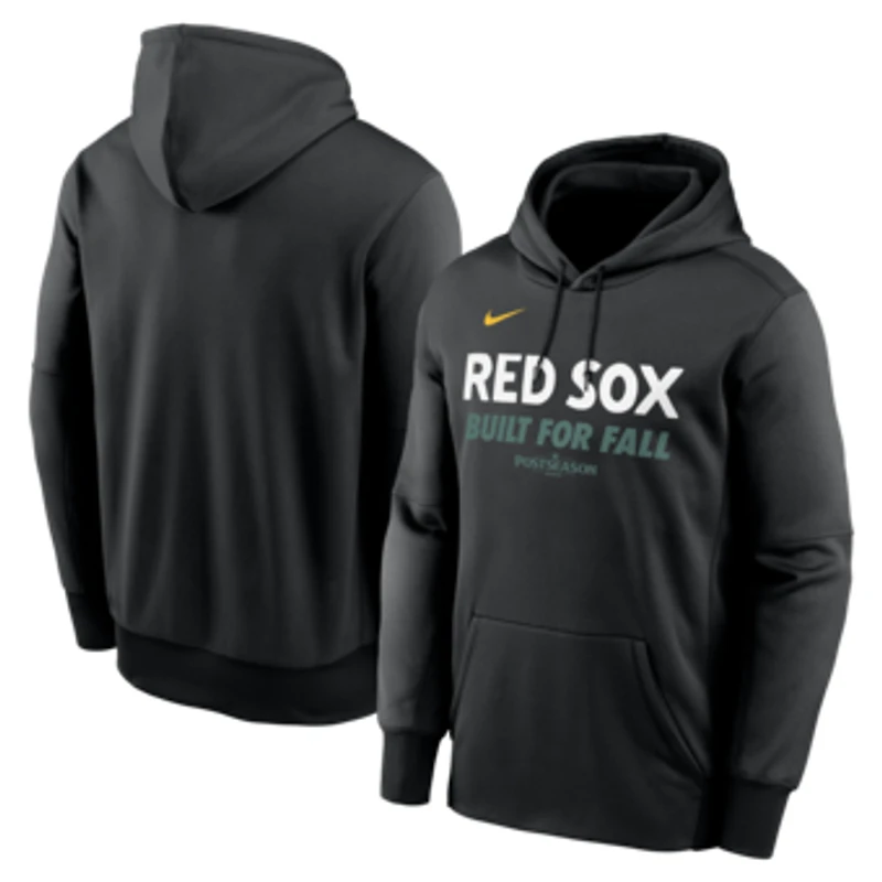 Men's Nike Black Boston Red Sox 2025 MLB Postseason Authentic Collection Therma Fleece Hoodie