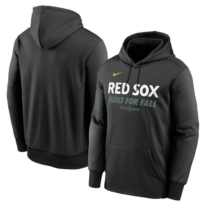 Men's Nike Black Boston Red Sox 2025 MLB Postseason Authentic Collection Therma Fleece Hoodie