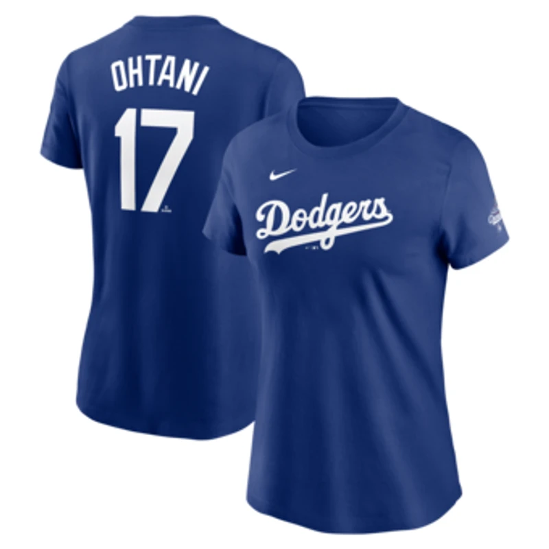 Women's Nike Shohei Ohtani Royal Los Angeles Dodgers 2025 World Series Champions Name & Number T-Shirt