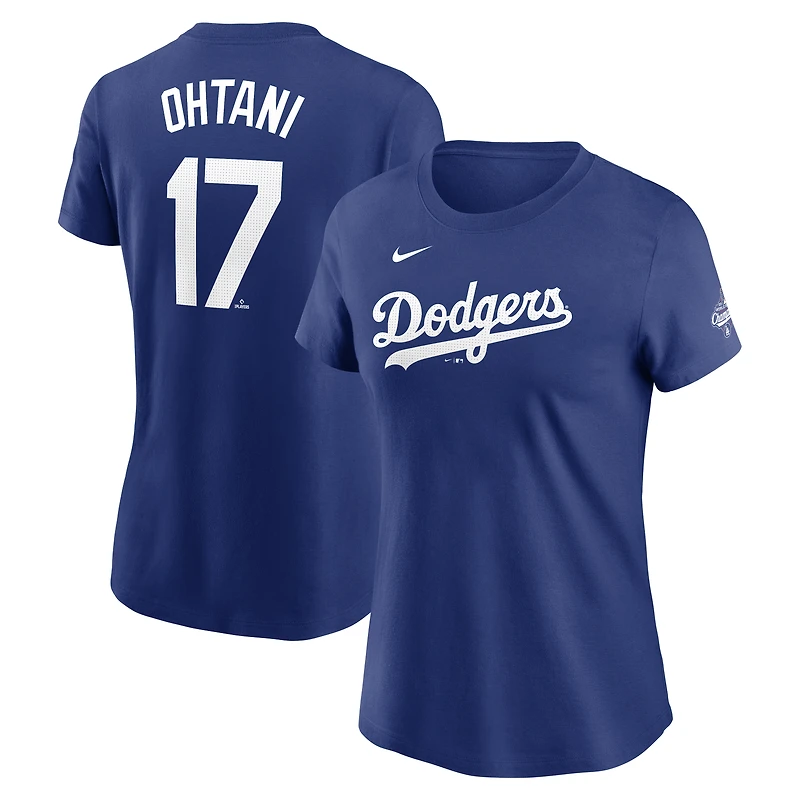 Women's Nike Shohei Ohtani Royal Los Angeles Dodgers 2025 World Series Champions Name & Number T-Shirt