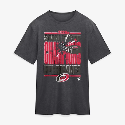 Men's Fanatics Heather Charcoal Carolina Hurricanes 2026 Stanley Cup Champions Tri-Blend T-Shirt