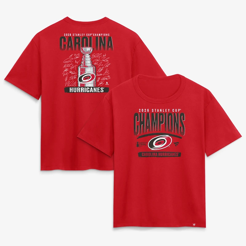 Women's Fanatics Red Carolina Hurricanes 2026 Stanley Cup Champions Signature Roster T-Shirt