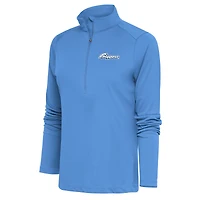 Women's Antigua  Powder Blue Columbus Clippers Tribute Half-Zip Pullover Top