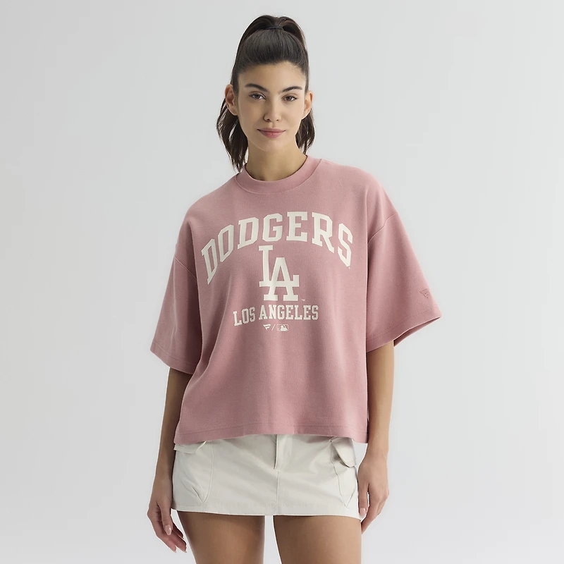 Women's Fanatics Faded Rose Los Angeles Dodgers Iconic Boxy T-Shirt