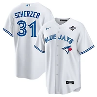 Men's Nike Max Scherzer White Toronto Blue Jays 2025 World Series Home Replica Player Jersey