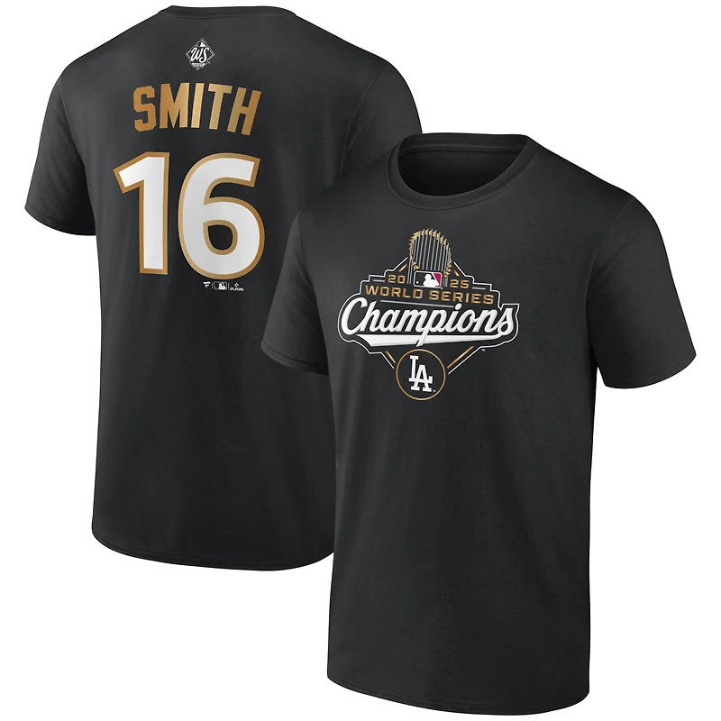 Men's Fanatics Will Smith Black Los Angeles Dodgers 2025 World Series Champions Name & Number T-Shirt
