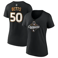 Women's Fanatics Mookie Betts Black Los Angeles Dodgers 2025 World Series Champions Name & Number V-Neck T-Shirt
