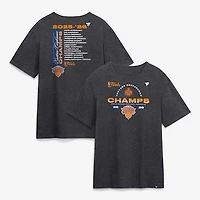 Men's Fanatics Heather Charcoal New York Knicks 2026 NBA Eastern Conference Champions Roster T-Shirt