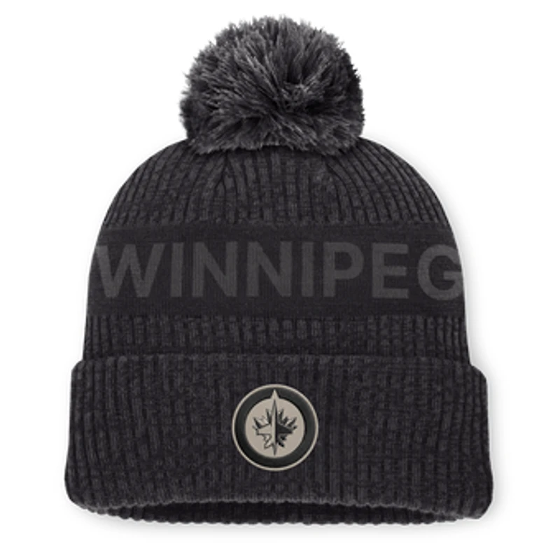 Men's Fanatics Charcoal Winnipeg Jets Road Phantom Cuffed Knit Hat with Pom