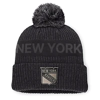 Men's Fanatics Charcoal New York Rangers Road Phantom Cuffed Knit Hat with Pom