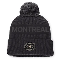Men's Fanatics Charcoal Montreal Canadiens Road Phantom Cuffed Knit Hat with Pom