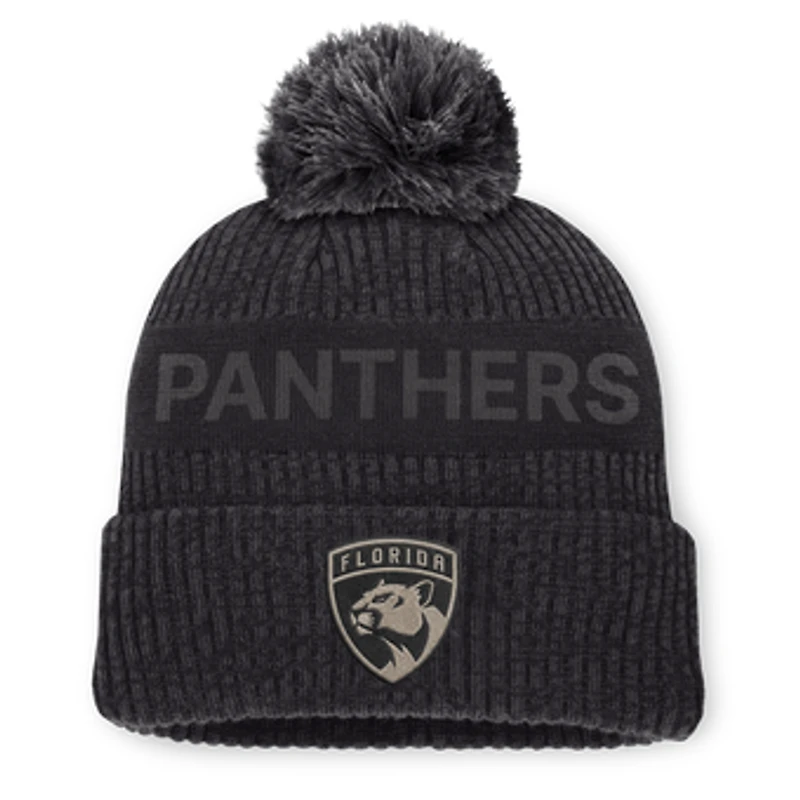 Men's Fanatics Charcoal Florida Panthers Road Phantom Cuffed Knit Hat with Pom