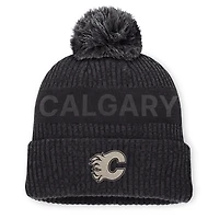 Men's Fanatics Charcoal Calgary Flames Road Phantom Cuffed Knit Hat with Pom